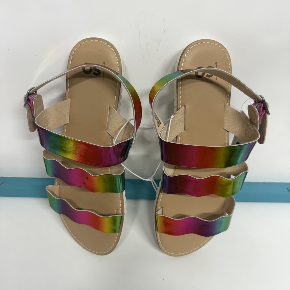 SO Girls Grayce rainbow Sandals Size 4 New with Tags